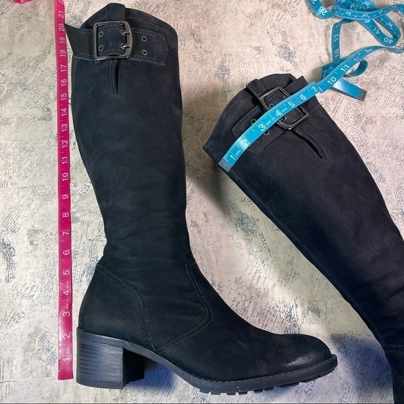 Paul Green Women's Black Suede Leather Buckle Zippered Tall Boots - Picture 15 of 15